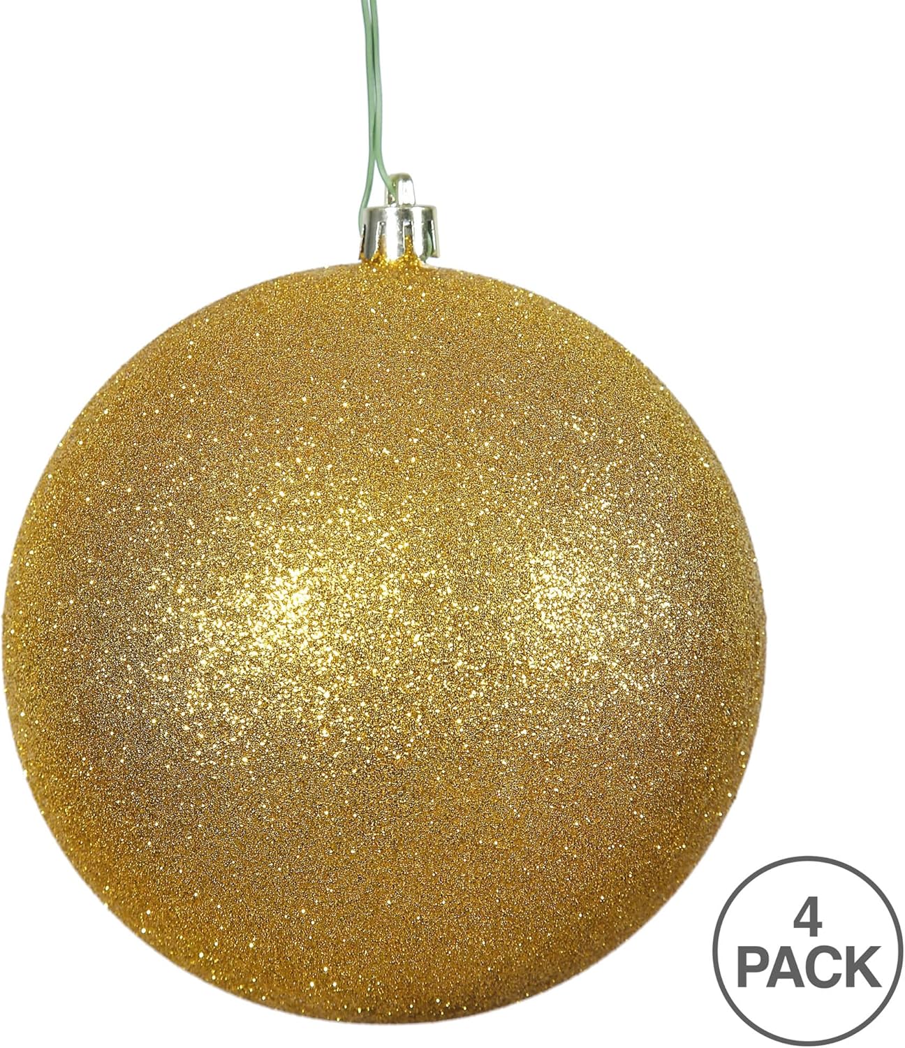 Vickerman 6 Antique Gold Glitter Ball Ornament, 4 pk